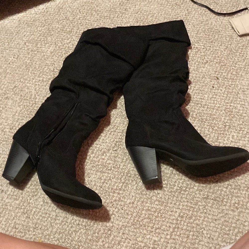 $5 ADD ON Black Short Heeled Slouchy Boots